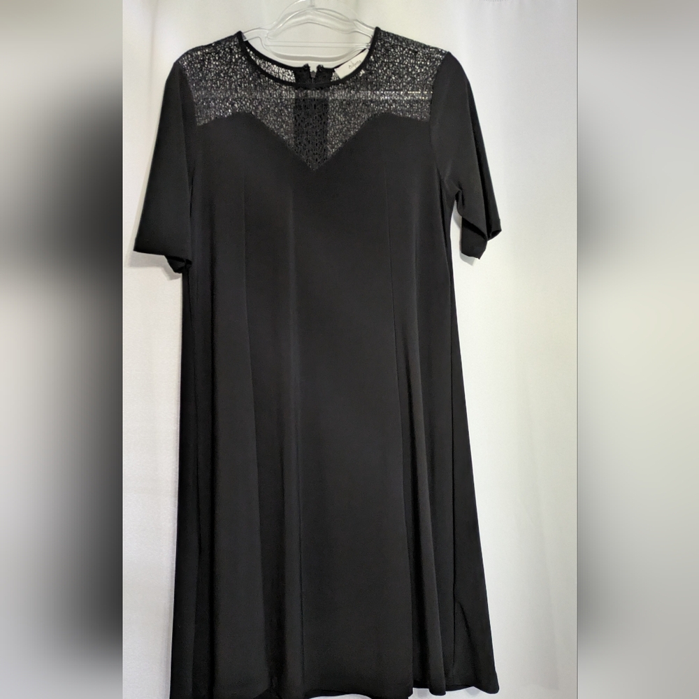 Colletta Beautiful Basic Black Dress with Lace Detail. Size 8.